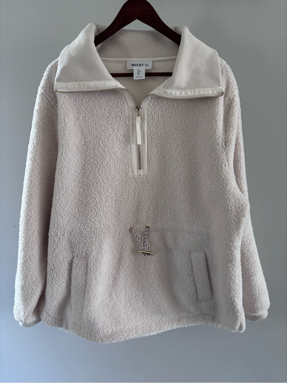 Bailey 44 Cream Sherpa Half-Zip Pullover Turtleneck